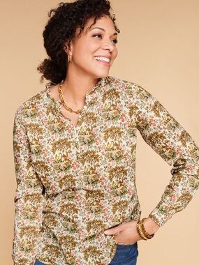 TALBOTS BAND COLLAR POPOVER - COUNTRYSIDE LARGE